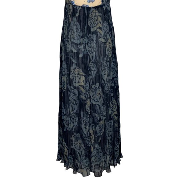 Sundance Maxi Dress 2 Blue Floral Colorblock Pleated Sleeveless Coastal Bohemian - Picture 9 of 12